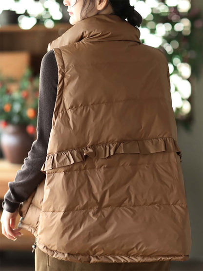 Agaric Lace Button Pocket Down Vest