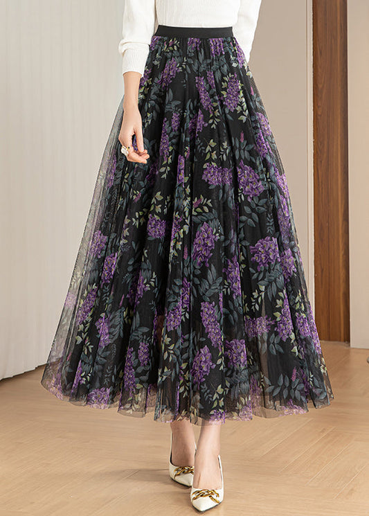Purple Print Exra Large Hem Tulle Holiday Skirts Spring