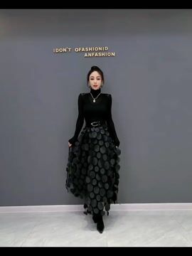 Black Dot Patchwork Tulle Skirt