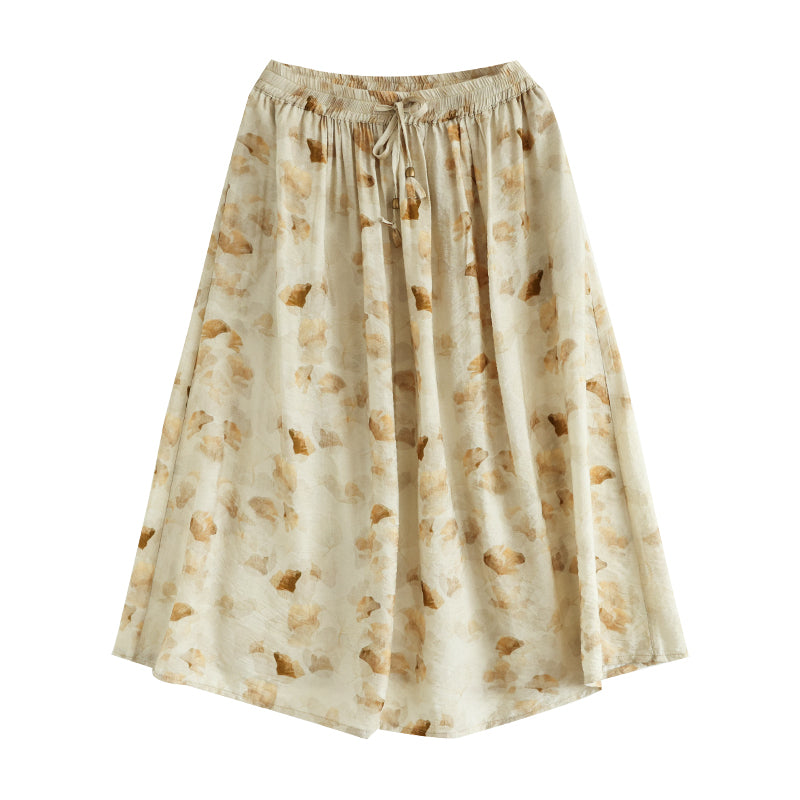 Cozy Retro Printed Cotton A-line Skirt