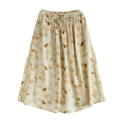 Cozy Retro Printed Cotton A-line Skirt