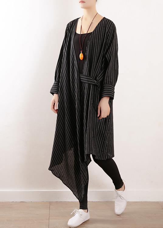 Autumn New Original Design Loose Asymmetrical Striped Shirt Cardigan Coat