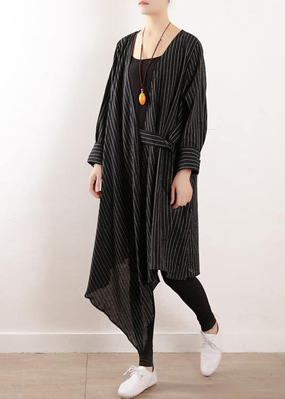 Autumn New Original Design Loose Asymmetrical Striped Shirt Cardigan Coat