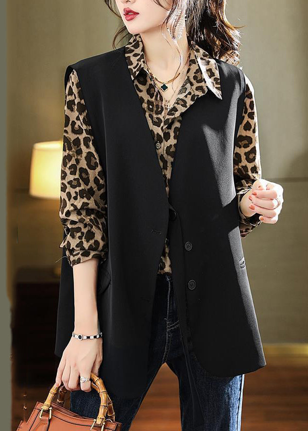 Leopard Print Chiffon Shirts Fall