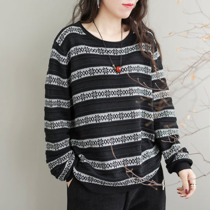 Autumn Stripe Knitted Elastic Sweater