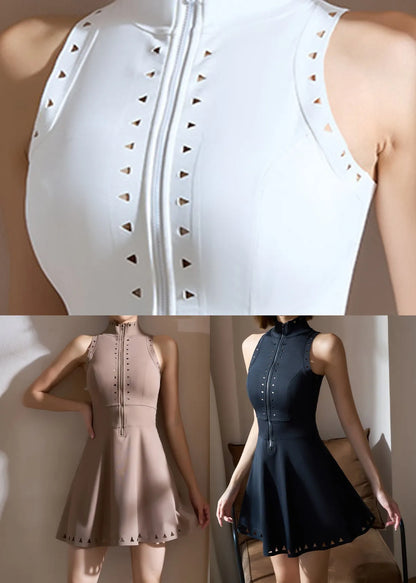 Brown Zip Up Yoga Tennis Dress