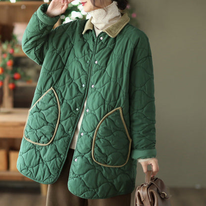 Retro Cotton Thickened Mid-length Quilted Jacket