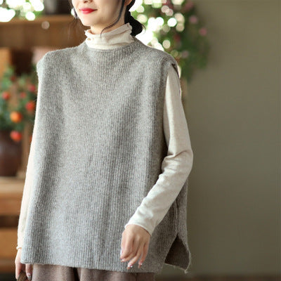 Temperament Loose Sleeveless Pullover Vest Literary Color Vest