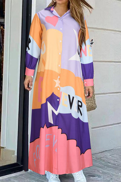 Nash Fun Print Loose Shirt Dress