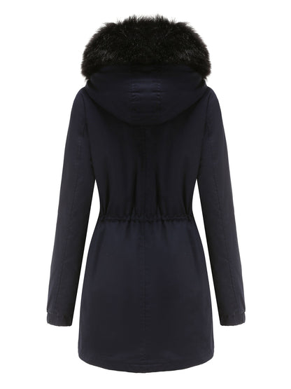 Parka Coat Street Plush Winter Hoodie Coat Color Oversized Fur Warm Coat