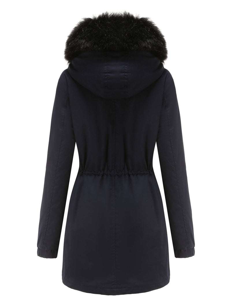 Parka Coat Street Plush Winter Hoodie Coat Color Oversized Fur Warm Coat