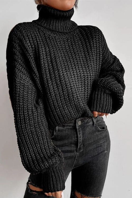 Leave It All Behind Cropped Turtleneck Sweater