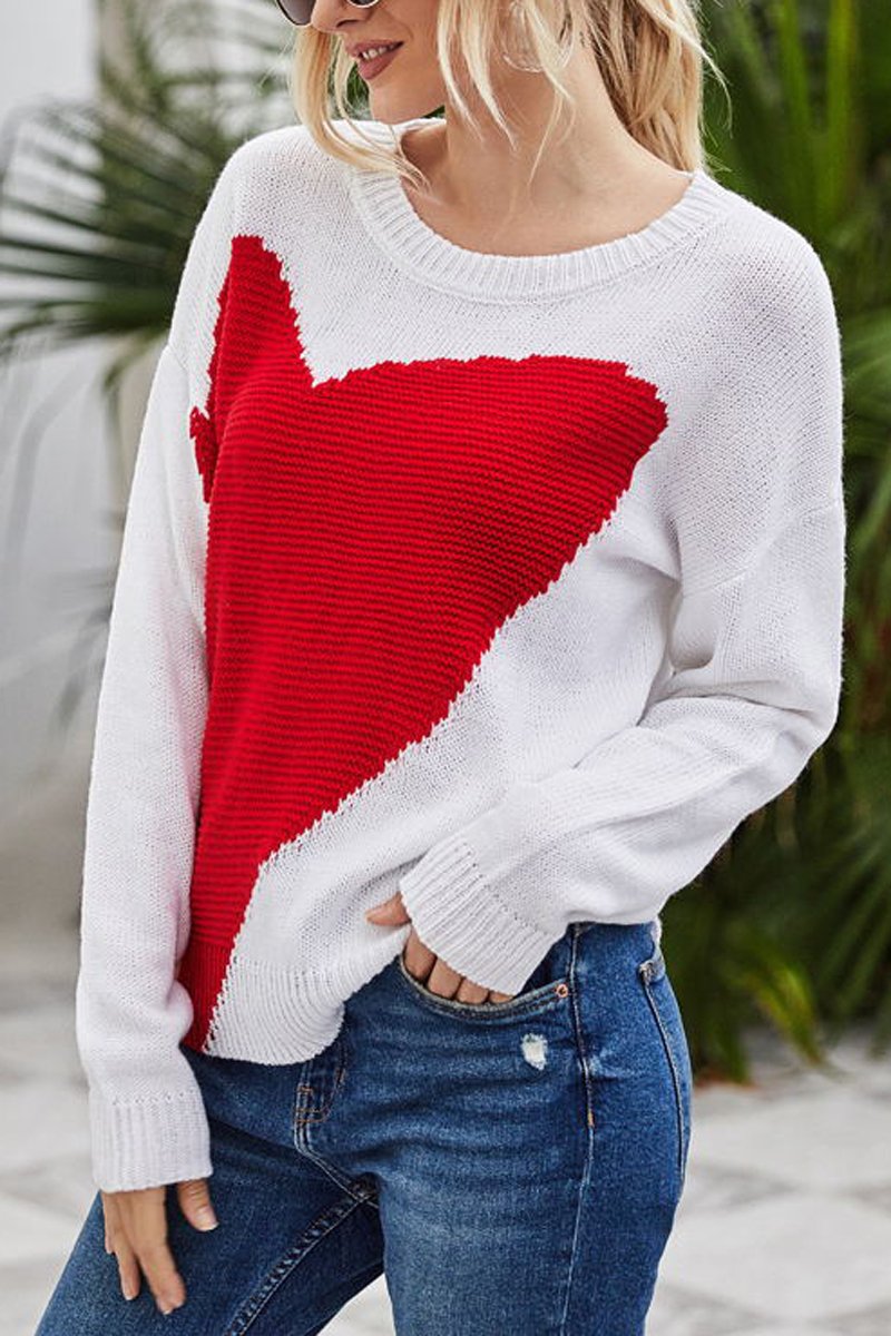 Heart-shaped Printed Sweater