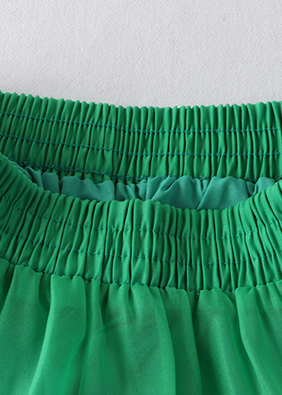 Green Patchwork High Waist Tulle a Line Skirts Summer