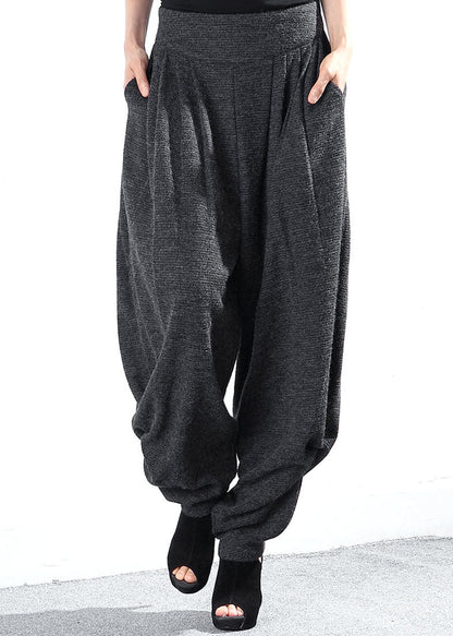 Grey High Waist Loose Knit Pants Winter