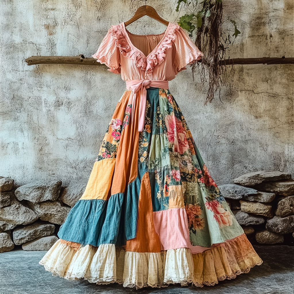 Women's Fashion Elegant Bohemian Floral Ruffle Dress elevenforest