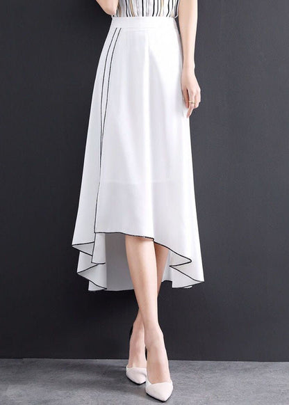 Black Asymmetrical Patchwork Chiffon Skirts Summer