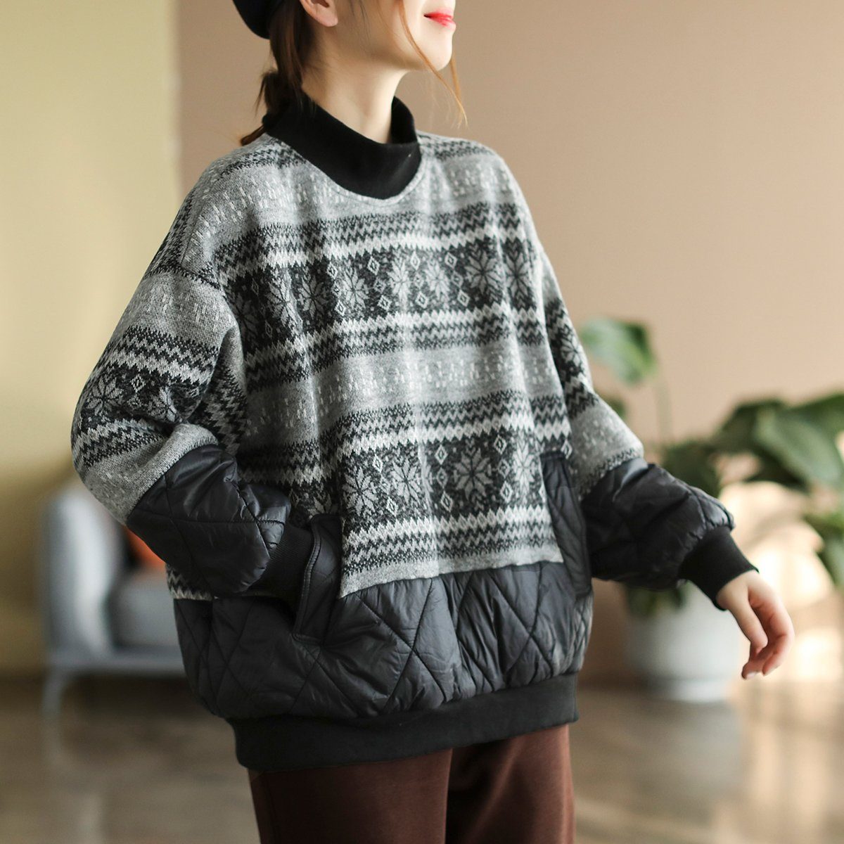 Winter Retro Loose Cotton Padded Sweater