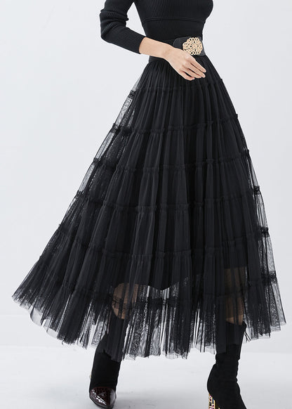 Black High Waist Tulle Holiday Skirt Spring
