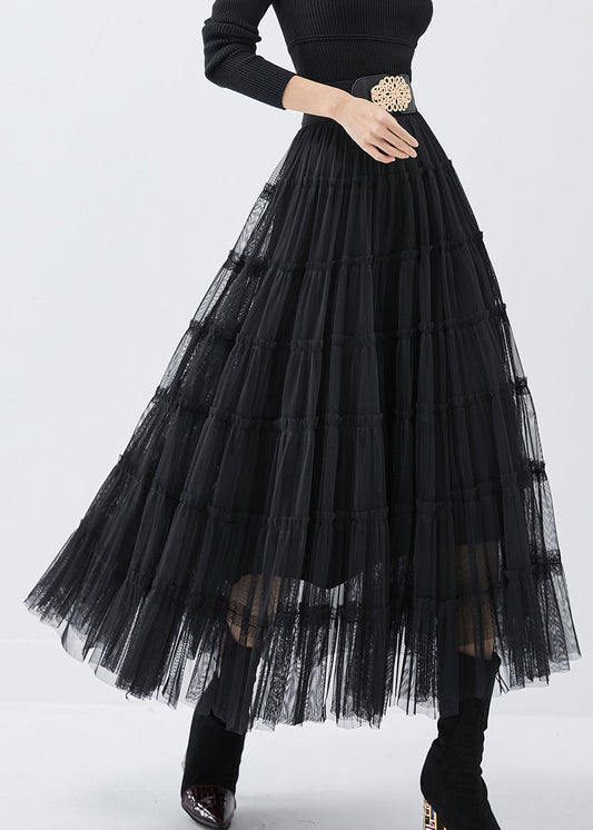 Black High Waist Tulle Holiday Skirt Spring