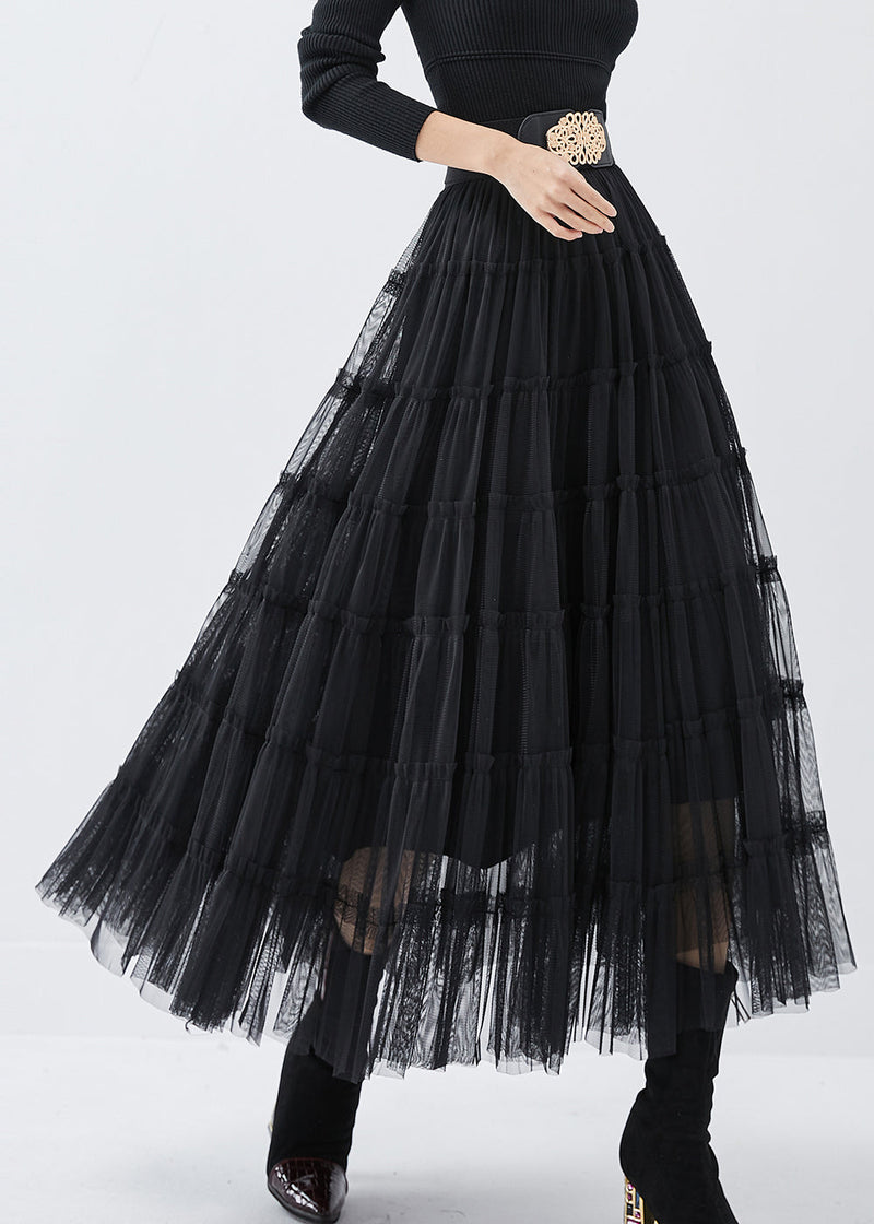 Black High Waist Tulle Holiday Skirt Spring