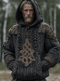 Men's Vintage Viking Celtic Knot Thick Needle Warm Long-sleeved Hooded Sweater elevenforest