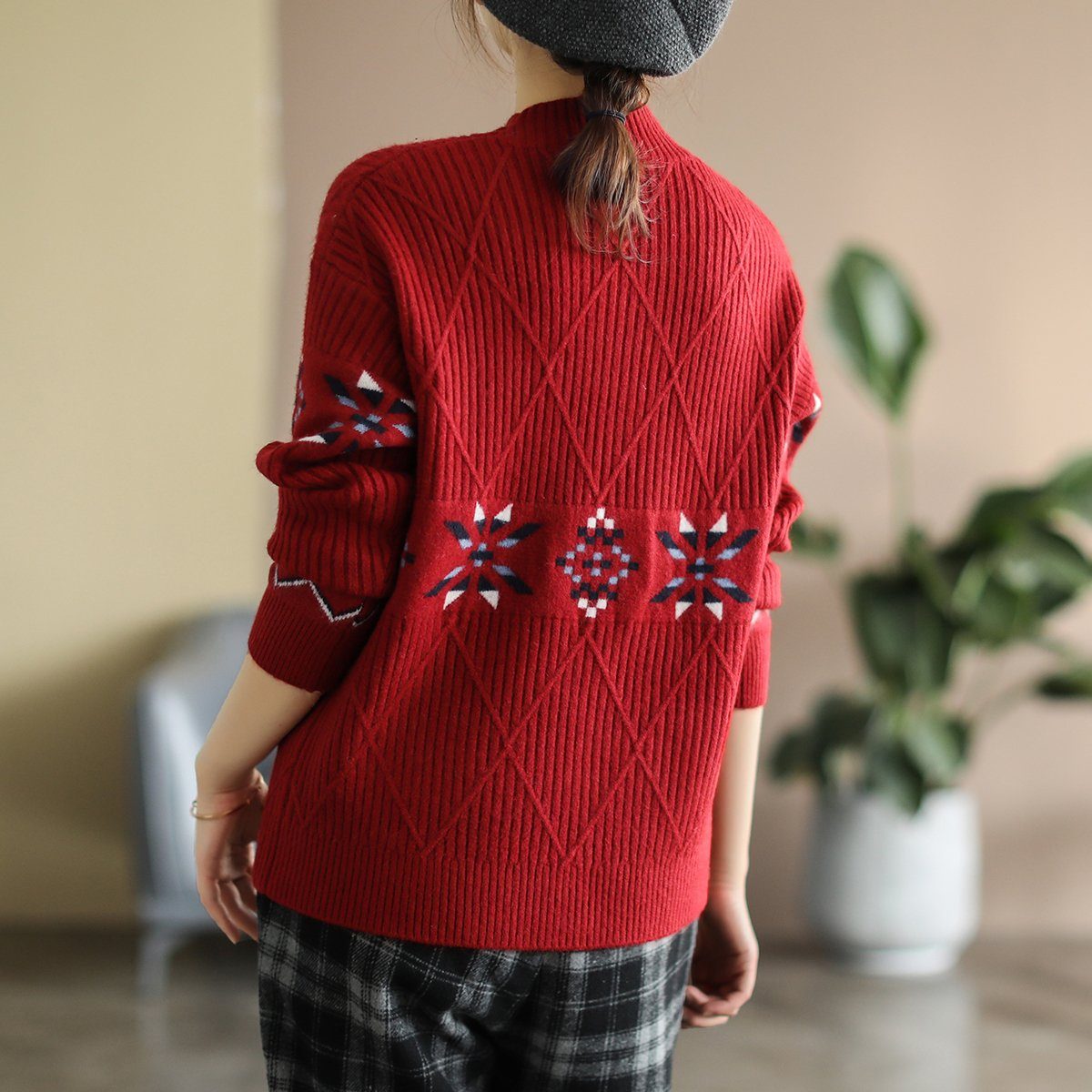 Winter Half Turtleneck Loose Knitted Sweater