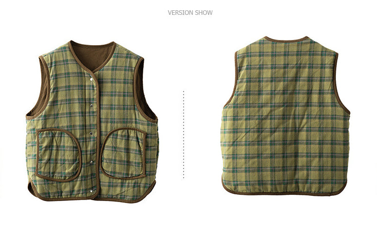 Double Sided Vest Brushed Quilted Padded Thick Sleeveless Vest