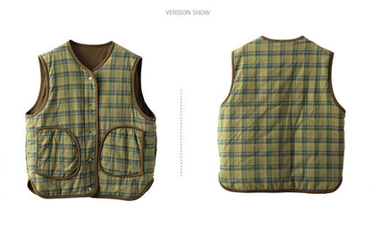 Double Sided Vest Brushed Quilted Padded Thick Sleeveless Vest