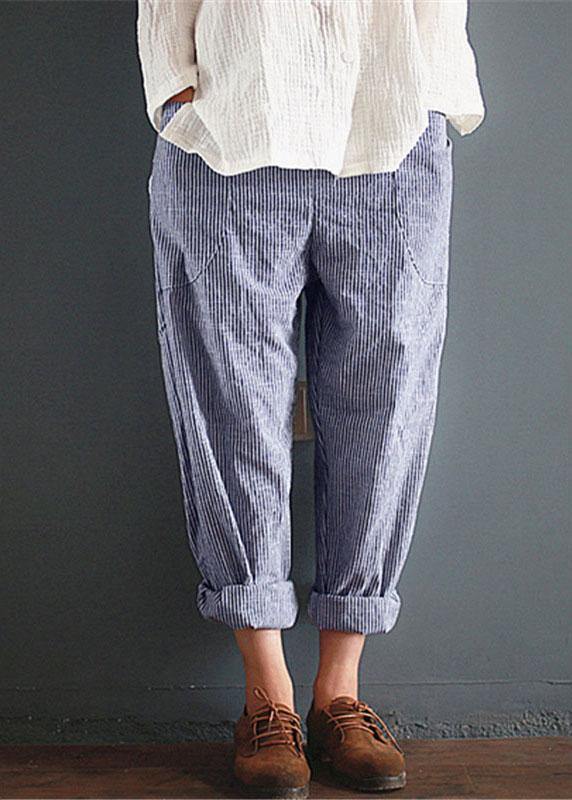 Stripe Pocket Elastic Waist Harem Pants