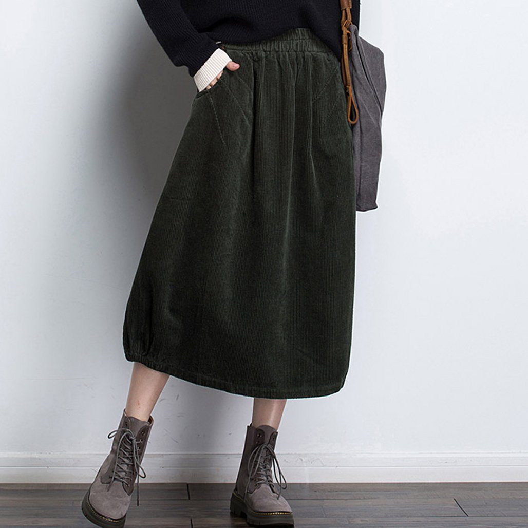 Cozy Autumn Winter a Word Corduroy Skirt