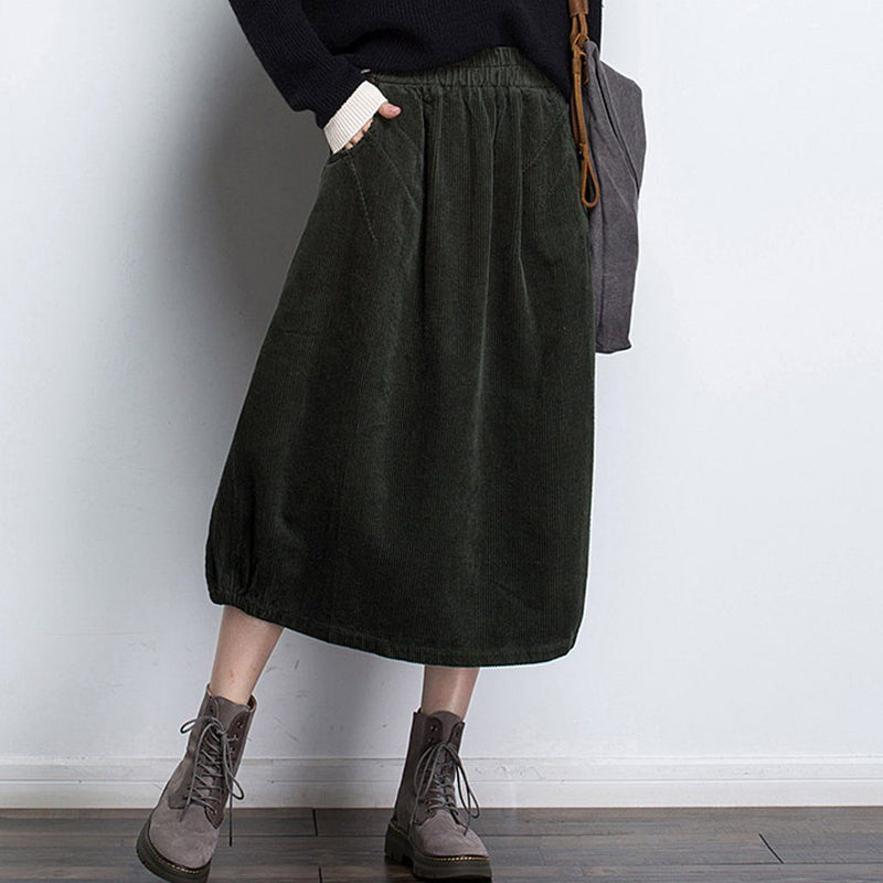 Cozy Autumn Winter a Word Corduroy Skirt