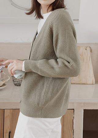 Thick Knitted Coat Clothing Army Green Neck Knitted Jackets