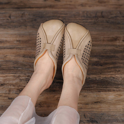 Hollow Leather Slippers