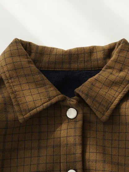 Loose Plaid Print Single Breasted Coat