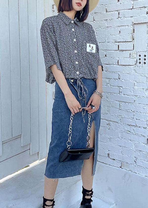Classy Blue Cozy Asymmetrical Design Skirts Denim