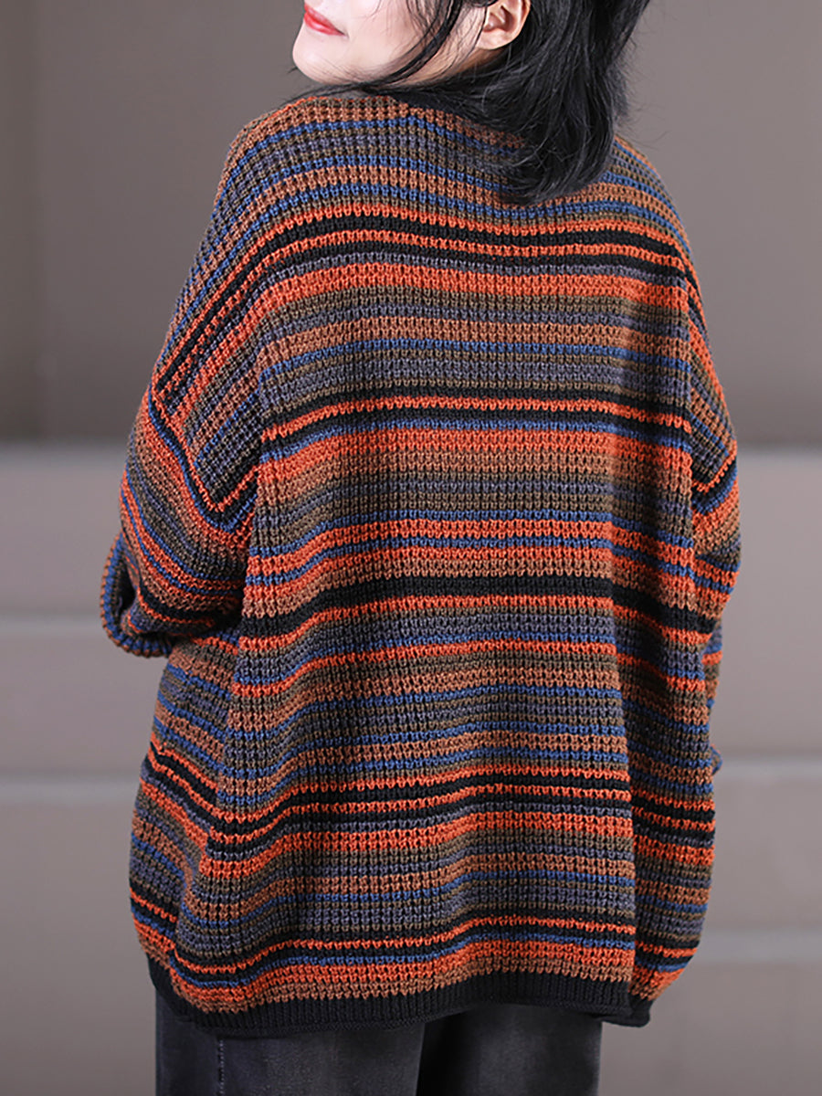 Loose Striped Long Sleeve Sweater