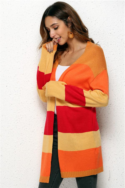 Harvest Season Striped Knit Cardigan