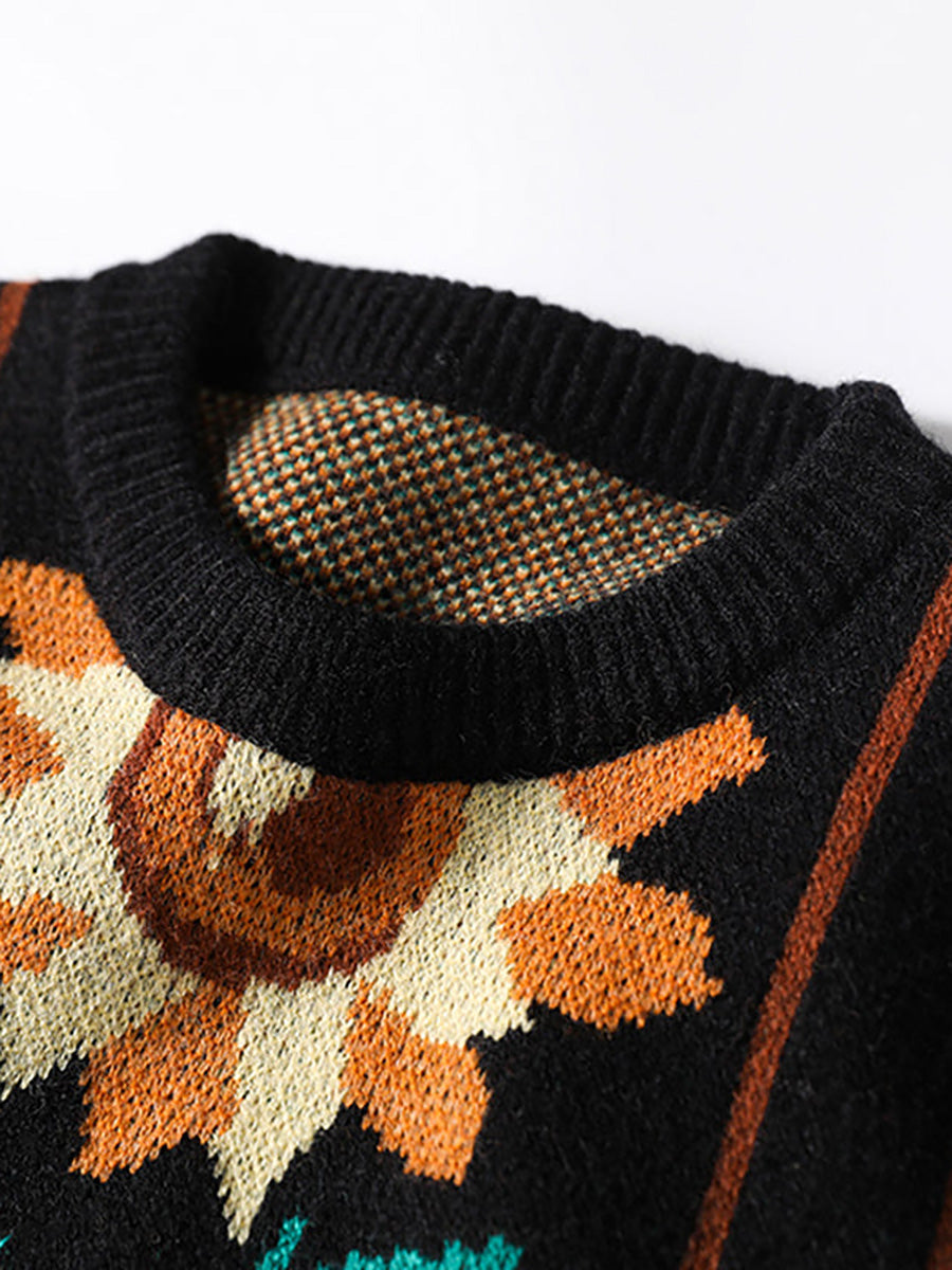 Knitted O Neck Long Sleeve Sweater