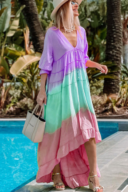 Prettiest Smile Gradient High Low Maxi Dress