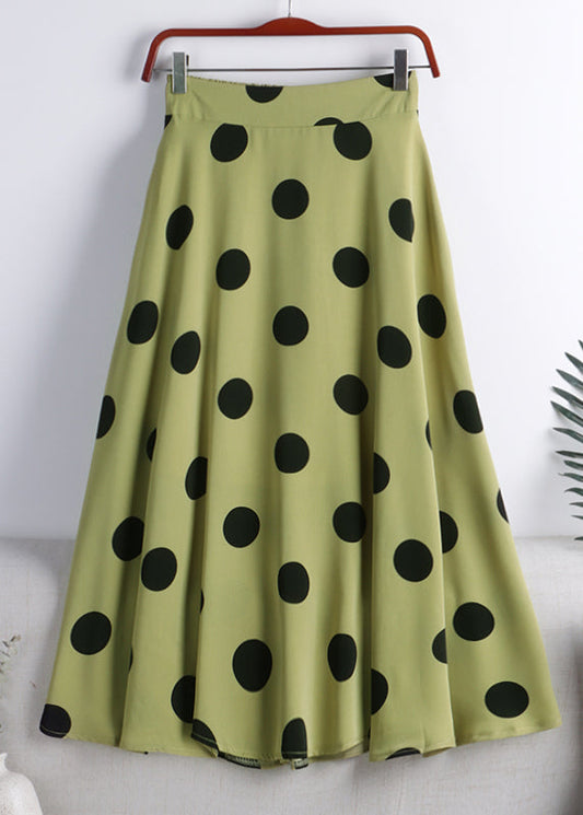 Green Dot High Waist Chiffon a Line Skirt Summer