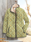 Retro Style Ethnic Pattern Printed Women's Casual Quilted Cardigan