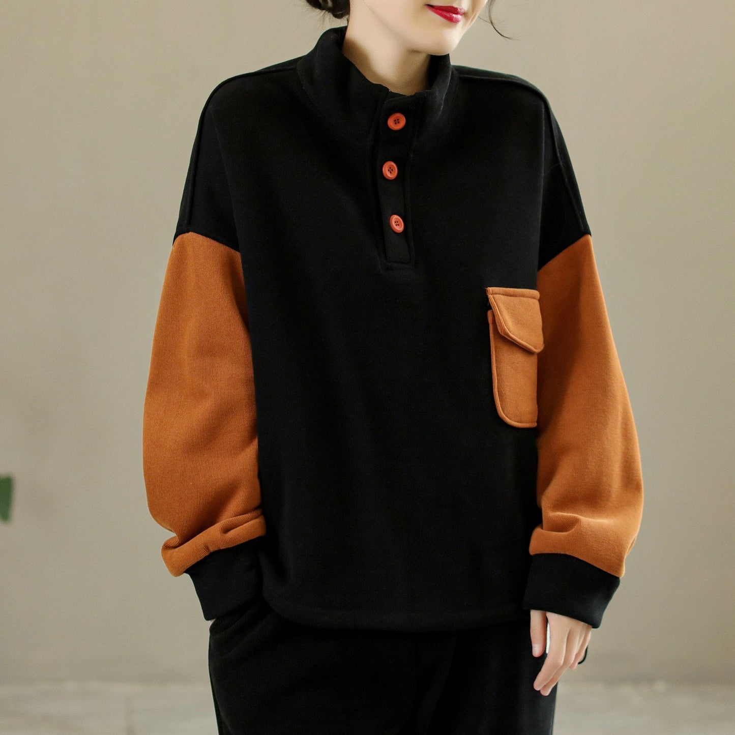 Winter Color Matching Loose Furred Sweater
