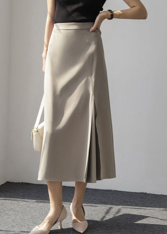 Brown Wrinkled High Waist Cotton Skirt Spring