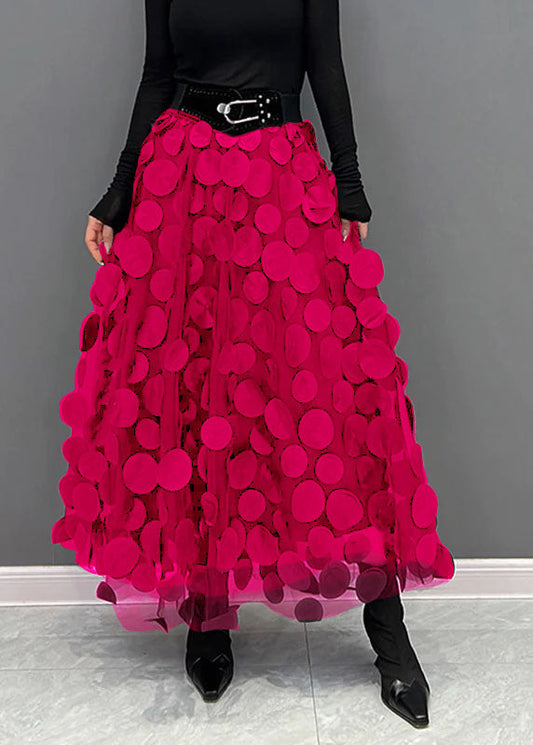 Rose Dot Patchwork Tulle Skirt Fall