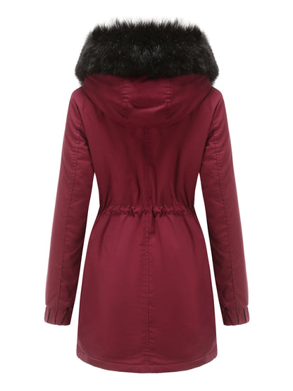 Parka Coat Street Plush Winter Hoodie Coat Color Oversized Fur Warm Coat