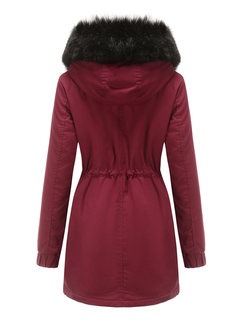 Parka Coat Street Plush Winter Hoodie Coat Color Oversized Fur Warm Coat