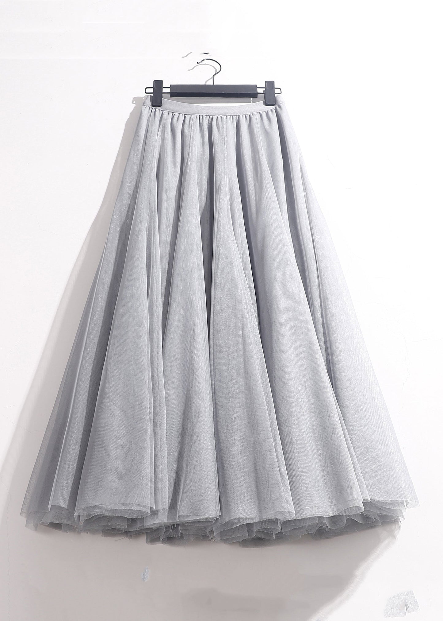 Loose Grey Elastic Waist Tulle Skirts Summer