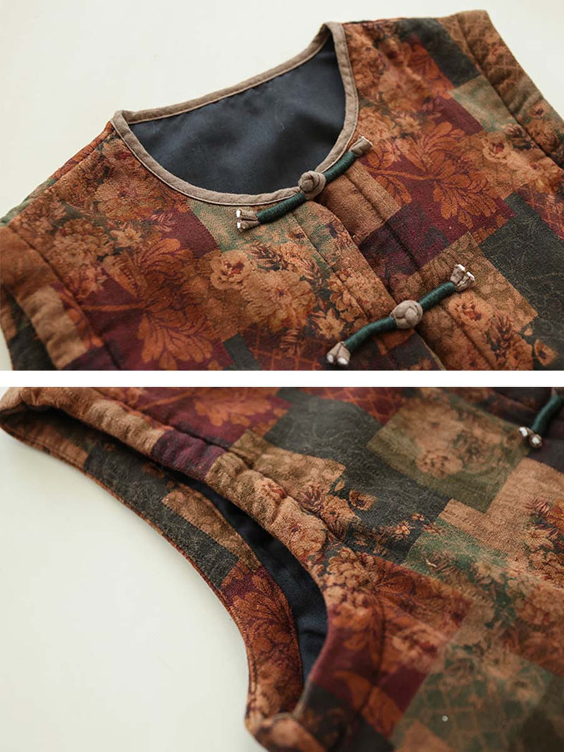 Artsy Ethni Print Frog Waistcoat