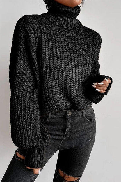 Leave It All Behind Cropped Turtleneck Sweater